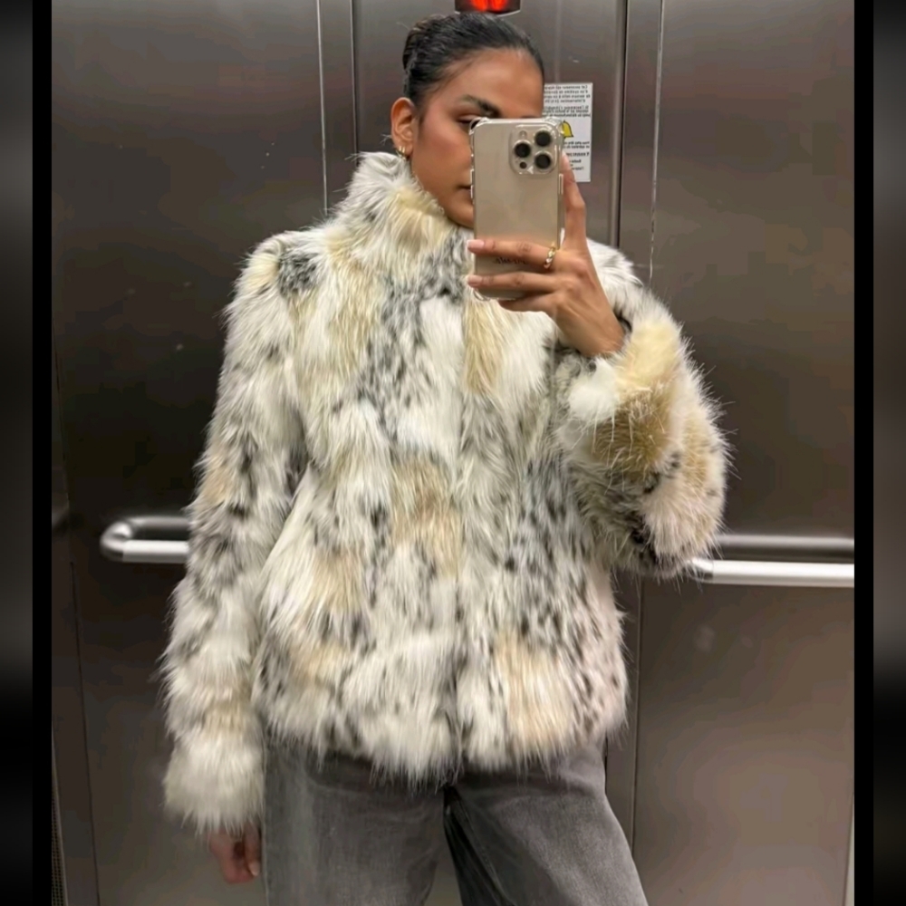 Zara ZW Faux Fur Short Coat - Picture 10 of 16